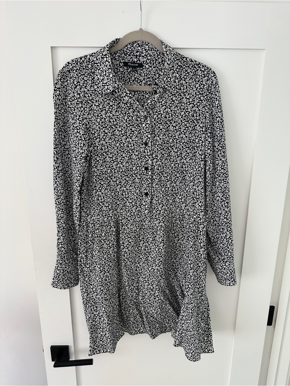 Madewell Black and White Floral-Print ditsy dress